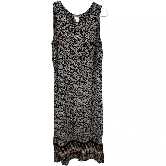 VTG Stonebridge Set Maxi Dress L Blazer Top XL Black Giraffe Tribal Animal Print - Picture 4 of 16